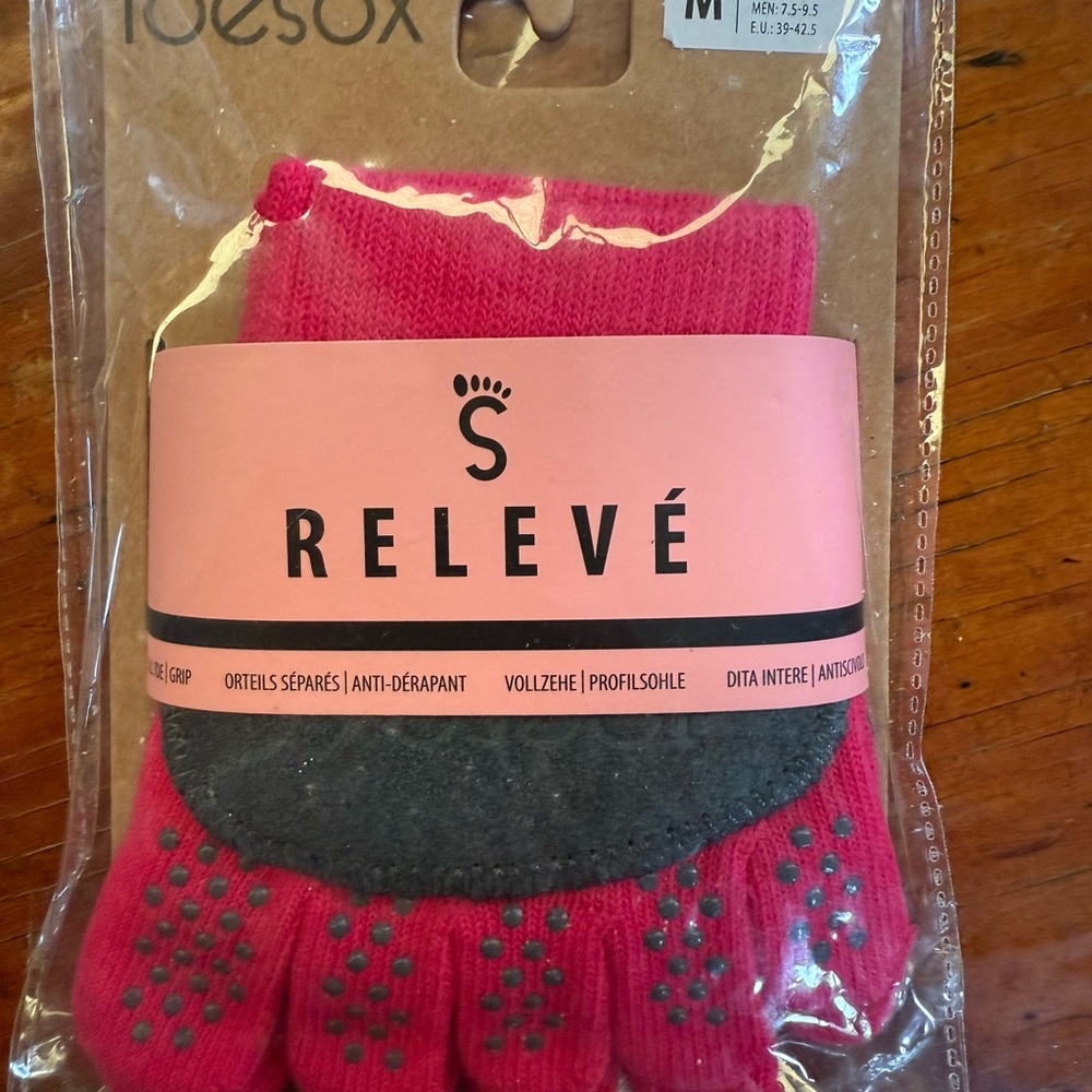 Toesox Pink and Gray Relevé Socks